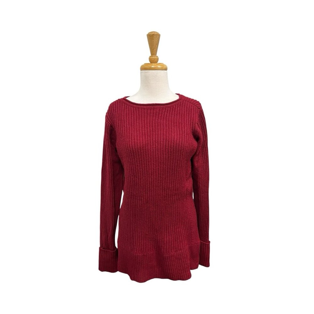 Vince Directional Ribbed Sweater Size S Small Red Wool Cashmere